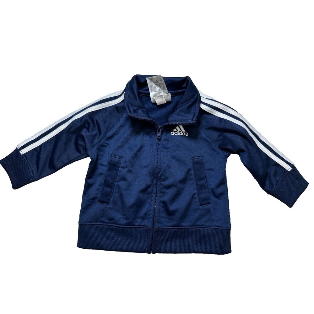 Adidas Baby Navy Blue Track Jacket with White Stripe and Logo Back Size 6M
